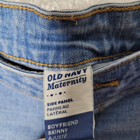 Old Navy Maternity Boyfriend Skinny Ankle jeans Size 2 Side Panels Stretch holes - Picture 5 of 8